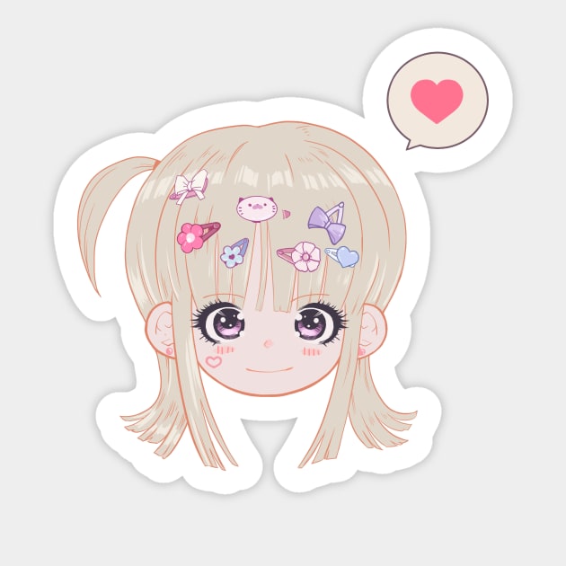 Decora Kei Cute Anime Girl Face Sticker by Jay Spotting